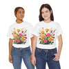 Wildflowers and Pink & Yellow Roses, Graphic T-Shirts for Women, Floral Shirt, Womens Short Sleeve, Ladies Graphic Tees #5142TTS