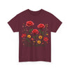 Wildflowers and Red Roses, Graphic T-Shirts for Women, Floral Shirt, Womens Short Sleeve, Ladies Graphic Tees #5034TTS