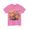 Wildflowers and Pink & Yellow Roses, Graphic T-Shirts for Women, Floral Shirt, Womens Short Sleeve, Ladies Graphic Tees #5142TTS