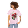 Wildflowers and Red Roses, Graphic T-Shirts for Women, Floral Shirt, Womens Short Sleeve, Ladies Graphic Tees #5127TTS