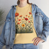 Wildflowers and Orange Roses, Graphic T-Shirts for Women, Floral Shirt, Womens Short Sleeve, Ladies Graphic Tees #5045TTS