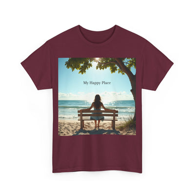 My Happy Place, Woman on Bench, Looking at Waves,Safe Place T-Shirt, Finding My Happy Place Top, Ocean Waves,#5003STS