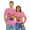 Wildflowers and Pink & Yellow Roses, Graphic T-Shirts for Women, Floral Shirt, Womens Short Sleeve, Ladies Graphic Tees #5138TTS