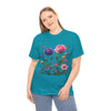 Wildflowers and Pink/Violet Roses, Graphic T-Shirts for Women, Floral Shirt, Womens Short Sleeve, Ladies Graphic Tees #5101TTS