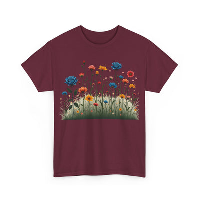 Wildflowers and Blue Roses, Graphic T-Shirts for Women, Floral Shirt, Womens Short Sleeve, Ladies Graphic Tees #5050TTS