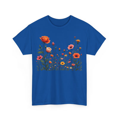 Wildflowers and Orange Roses, Graphic T-Shirts for Women, Floral Shirt, Womens Short Sleeve, Ladies Graphic Tees #5042TTS