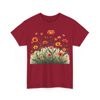 Wildflowers and Orange Roses, Graphic T-Shirts for Women, Floral Shirt, Womens Short Sleeve, Ladies Graphic Tees #5047TTS