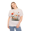 Wildflowers and Orange Roses, Graphic T-Shirts for Women, Floral Shirt, Womens Short Sleeve, Ladies Graphic Tees #5046TTS