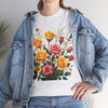 Wildflowers and Pink & Yellow Roses, Graphic T-Shirts for Women, Floral Shirt, Womens Short Sleeve, Ladies Graphic Tees #5142TTS