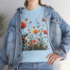 Wildflowers and Orange Roses, Graphic T-Shirts for Women, Floral Shirt, Womens Short Sleeve, Ladies Graphic Tees #5046TTS