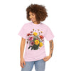 Wildflowers and Pink & Yellow Roses, Graphic T-Shirts for Women, Floral Shirt, Womens Short Sleeve, Ladies Graphic Tees #5138TTS