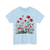 Wildflowers and Red Roses, Graphic T-Shirts for Women, Floral Shirt, Womens Short Sleeve, Ladies Graphic Tees #5035TTS