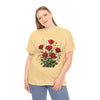 Wildflowers and Red Roses, Graphic T-Shirts for Women, Floral Shirt, Womens Short Sleeve, Ladies Graphic Tees #5128TTS