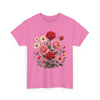 Wildflowers and Pink & Red Roses, Graphic T-Shirts for Women, Floral Shirt, Womens Short Sleeve, Ladies Graphic Tees #5134TTS