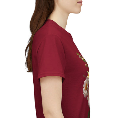 Wildflowers and Pink & Yellow Roses, Graphic T-Shirts for Women, Floral Shirt, Womens Short Sleeve, Ladies Graphic Tees #5136TTS