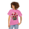 Wildflowers and Red Roses, Graphic T-Shirts for Women, Floral Shirt, Womens Short Sleeve, Ladies Graphic Tees #5128TTS
