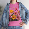 Wildflowers and Pink & Yellow Roses, Graphic T-Shirts for Women, Floral Shirt, Womens Short Sleeve, Ladies Graphic Tees #5147TTS