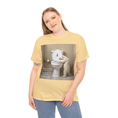 Please Put the Seat Down, Seriously, It's Not that Complicated, Polar Bear Toilet Seat Down, Seat Down Reminder Shirt #5004STS