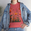 Wildflowers and Orange Roses, Graphic T-Shirts for Women, Floral Shirt, Womens Short Sleeve, Ladies Graphic Tees #5046TTS