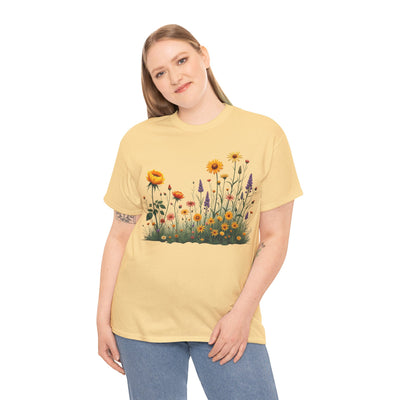 Wildflowers and Yellow Roses, Graphic T-Shirts for Women, Floral Shirt, Womens Short Sleeve, Ladies Graphic Tees #5028TTS