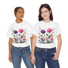 Wildflowers and Pink/Violet Roses, Graphic T-Shirts for Women, Floral Shirt, Womens Short Sleeve, Ladies Graphic Tees #5101TTS