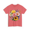 Wildflowers and Pink & Yellow Roses, Graphic T-Shirts for Women, Floral Shirt, Womens Short Sleeve, Ladies Graphic Tees #5145TTS