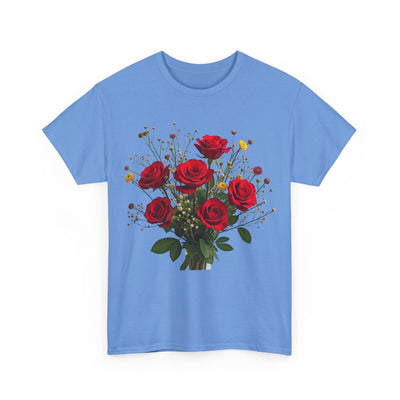 Wildflowers and Red Roses, Graphic T-Shirts for Women, Floral Shirt, Womens Short Sleeve, Ladies Graphic Tees #5131TTS
