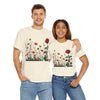 Wildflowers and a Red Rose, Graphic T-Shirts for Women, Floral Shirt, Womens Short Sleeve, Ladies Graphic Tees #5008TTS