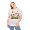 Wildflowers and Orange Roses, Graphic T-Shirts for Women, Floral Shirt, Womens Short Sleeve, Ladies Graphic Tees #5045TTS