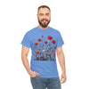 Wildflowers and Red Roses, Graphic T-Shirts for Women, Floral Shirt, Womens Short Sleeve, Ladies Graphic Tees #5035TTS