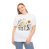 Wildflowers and a Yellow Rose, Graphic T-Shirts for Women, Floral Shirt, Womens Short Sleeve, Ladies Graphic Tees #5009TTS