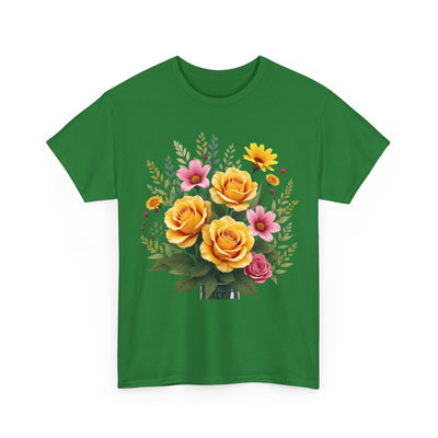 Wildflowers and Yellow Roses, Graphic T-Shirts for Women, Floral Shirt, Womens Short Sleeve, Ladies Graphic Tees #5135TTS