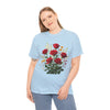 Wildflowers and Red Roses, Graphic T-Shirts for Women, Floral Shirt, Womens Short Sleeve, Ladies Graphic Tees #5128TTS