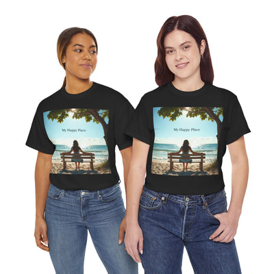 My Happy Place, Woman on Bench, Looking at Waves,Safe Place T-Shirt, Finding My Happy Place Top, Ocean Waves,#5003STS