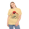 Wildflowers and a Red Rose, Graphic T-Shirts for Women, Floral Shirt, Womens Short Sleeve, Ladies Graphic Tees #5007TTS