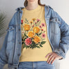 Wildflowers and Pink & Yellow Roses, Graphic T-Shirts for Women, Floral Shirt, Womens Short Sleeve, Ladies Graphic Tees #5137TTS