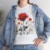 Wildflowers and a Red Rose, Graphic T-Shirts for Women, Floral Shirt, Womens Short Sleeve, Ladies Graphic Tees #5007TTS