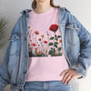 Wildflowers and a Red Rose, Graphic T-Shirts for Women, Floral Shirt, Womens Short Sleeve, Ladies Graphic Tees #5008TTS