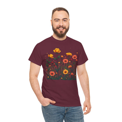 Wildflowers and Yellow Roses, Graphic T-Shirts for Women, Floral Shirt, Womens Short Sleeve, Ladies Graphic Tees #5026TTS