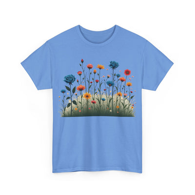 Wildflowers and Blue Roses, Graphic T-Shirts for Women, Floral Shirt, Womens Short Sleeve, Ladies Graphic Tees #5050TTS