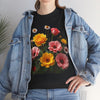 Wildflowers and Pink & Yellow Roses, Graphic T-Shirts for Women, Floral Shirt, Womens Short Sleeve, Ladies Graphic Tees #5147TTS