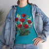 Wildflowers and Red Roses, Graphic T-Shirts for Women, Floral Shirt, Womens Short Sleeve, Ladies Graphic Tees #5128TTS