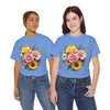 Wildflowers and Pink & Yellow Roses, Graphic T-Shirts for Women, Floral Shirt, Womens Short Sleeve, Ladies Graphic Tees #5145TTS