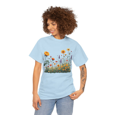 Wildflowers and Yellow Roses, Graphic T-Shirts for Women, Floral Shirt, Womens Short Sleeve, Ladies Graphic Tees #5028TTS