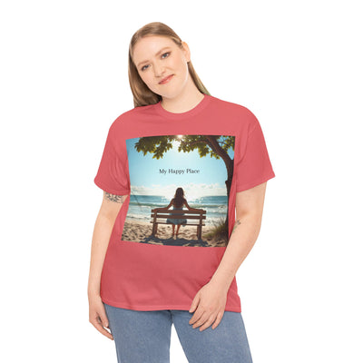 My Happy Place, Woman on Bench, Looking at Waves,Safe Place T-Shirt, Finding My Happy Place Top, Ocean Waves,#5003STS