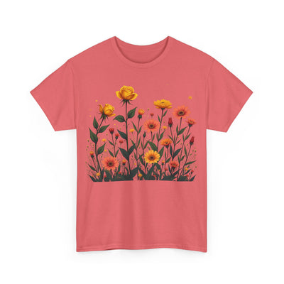 Wildflowers and Yellow Roses, Graphic T-Shirts for Women, Floral Shirt, Womens Short Sleeve, Ladies Graphic Tees #5026TTS