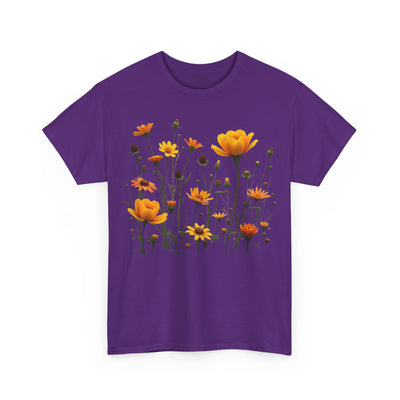 Wildflowers and Yellow Roses, Graphic T-Shirts for Women, Floral Shirt, Womens Short Sleeve, Ladies Graphic Tees #5011TTS
