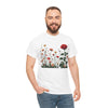 Wildflowers and a Red Rose, Graphic T-Shirts for Women, Floral Shirt, Womens Short Sleeve, Ladies Graphic Tees #5008TTS