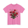 Wildflowers and Red Roses, Graphic T-Shirts for Women, Floral Shirt, Womens Short Sleeve, Ladies Graphic Tees #5131TTS