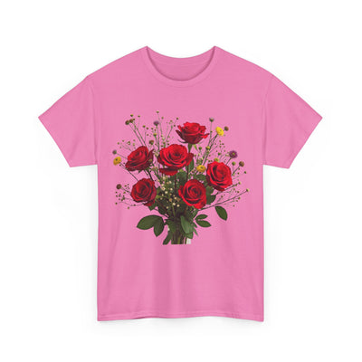Wildflowers and Red Roses, Graphic T-Shirts for Women, Floral Shirt, Womens Short Sleeve, Ladies Graphic Tees #5131TTS